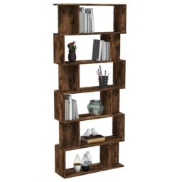Berkfield Home Book Cabinet/Room Divider Smoked Oak 80x24x192 cm Engineered Wood in Brown - Size: 80 x 24 x 192 cm - thumbnail 4