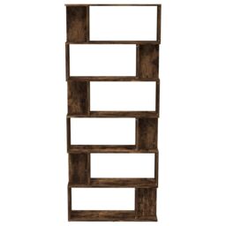 Berkfield Home Book Cabinet/Room Divider Smoked Oak 80x24x192 cm Engineered Wood in Brown - Size: 80 x 24 x 192 cm - thumbnail 5