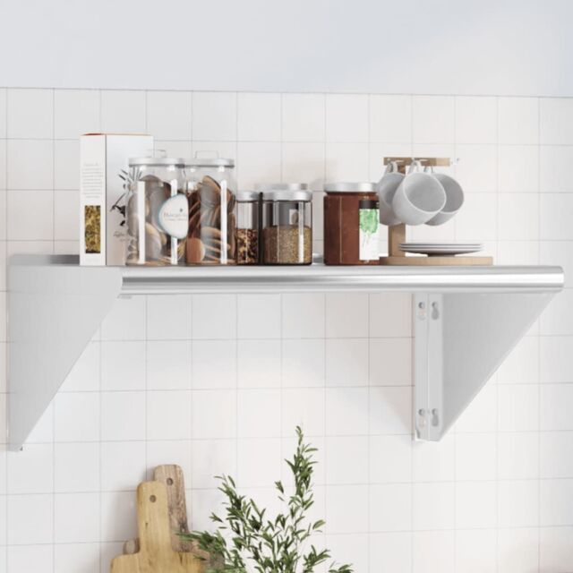 Berkfield Home Wall Shelf 75x45x31 cm Silver Stainless Steel - Size: 75 x 45 x 31 cm - image 1