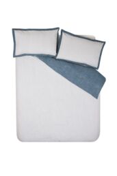 Catherine Lansfield 'Oxford Pinstripe' Reversible Duvet Cover Set in Navy - Size: King - thumbnail 5