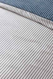 Catherine Lansfield 'Oxford Pinstripe' Reversible Duvet Cover Set in Navy - Size: King - thumbnail 4