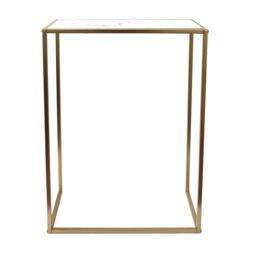 OHS Manhattan Marble Effect Console Table with Gold Metal Frame in White - thumbnail 5