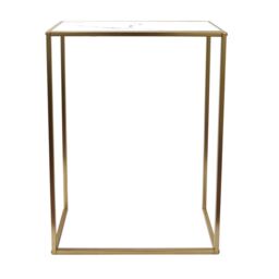 OHS Marble Look Top Slim Console Table with Gold Sturdy Metal Frame, White - thumbnail 3