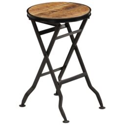 Berkfield Home Desk with Folding Stool Solid Mango Wood 115x50x76 cm in Brown - Size: 115 x 50 x 76 cm - thumbnail 3