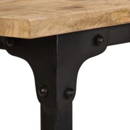 Berkfield Home Desk with Folding Stool Solid Mango Wood 115x50x76 cm in Brown - Size: 115 x 50 x 76 cm - thumbnail 6