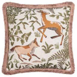 Wylder Fable Fox & Deer Embroidered 100% Cotton Cushion - Size: 45 cm x 45 cm - thumbnail 2