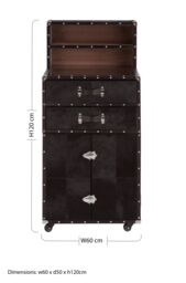 Orsina Exquisite Design Drinks Cabinet, Genuine Leather Drinks Storage Cabinet, Robust Iron Base Wooden Cabinet in Black - thumbnail 4