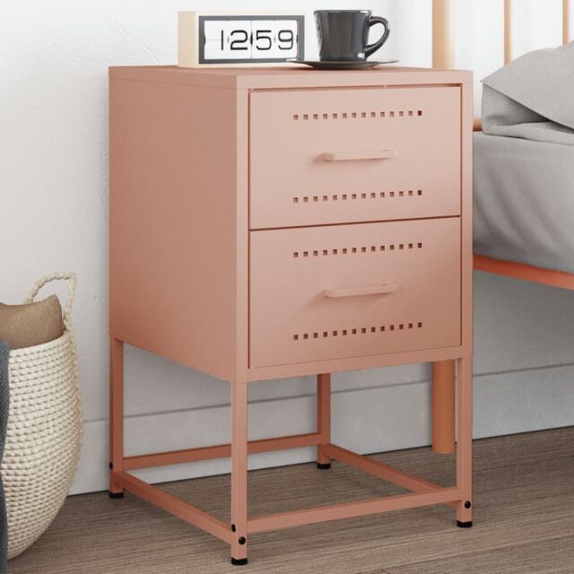Berkfield Home Bedside Cabinet Pink 36x39x60.5 cm Steel - image 1