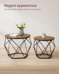 VASAGLE Side Tables Set of 2 Robust Steel Frame Living Room in Brown - thumbnail 8