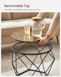 VASAGLE Side Tables Set of 2 Robust Steel Frame Living Room in Brown - thumbnail 5