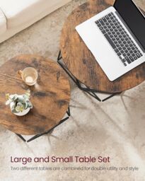 VASAGLE Side Tables Set of 2 Robust Steel Frame Living Room in Brown - thumbnail 6