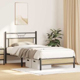 Berkfield Home Bed Frame without Mattress Sonoma Oak 100x200 cm Engineered Wood in Brown - thumbnail 4