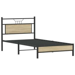 Berkfield Home Bed Frame without Mattress Sonoma Oak 100x200 cm Engineered Wood in Brown - thumbnail 5