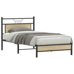 Berkfield Home Bed Frame without Mattress Sonoma Oak 100x200 cm Engineered Wood in Brown - thumbnail 3