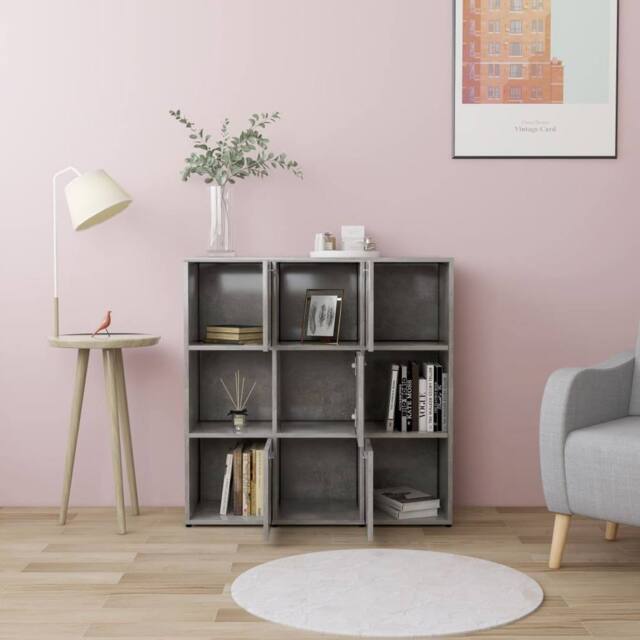 Berkfield Home Decorative Book Cabinet Concrete Grey 90x30x90 cm Engineered Wood - Size: 90 x 30 x 90 cm - image 1