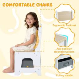 Costway Kids Table & 2 Chairs Set Wooden Activity Desk Set w/ Shelves - thumbnail 8