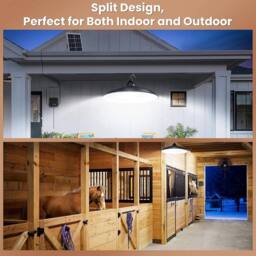 VOGREX LED Solar Pendant Light Dusk to Dawn Outdoor Indoor Garage in Black - thumbnail 3