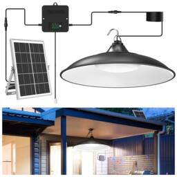 VOGREX LED Solar Pendant Light Dusk to Dawn Outdoor Indoor Garage in Black - thumbnail 4