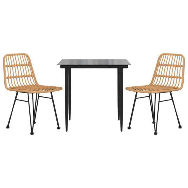 Berkfield Home Beautiful 3 Piece Garden Dining Set Poly Rattan in Tan - image 1