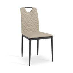 More4Homes Haydon Extending Dining Table & Chairs- White Marble Effect Table Top w Black Legs + Monza Faux Leather Dining Chair Set Of 4 in Beige - thumbnail 6
