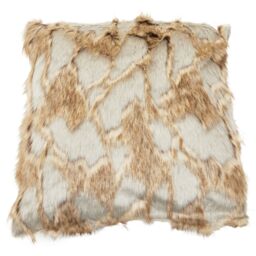 Orsina Lamina Grey & Natural Faux Fur Square Cushion, Luxe Ombre Design with Feather Filler, Faux Throw Cushion - thumbnail 2