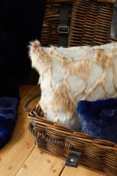 Orsina Lamina Grey & Natural Faux Fur Square Cushion, Luxe Ombre Design with Feather Filler, Faux Throw Cushion - thumbnail 4