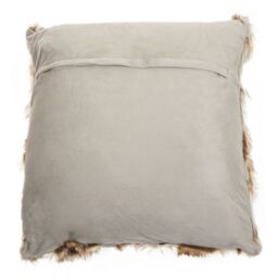 Orsina Lamina Grey & Natural Faux Fur Square Cushion, Luxe Ombre Design with Feather Filler, Faux Throw Cushion - thumbnail 3