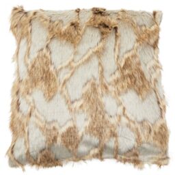 Orsina Lamina Grey & Natural Faux Fur Square Cushion, Luxe Ombre Design with Feather Filler, Faux Throw Cushion - thumbnail 1