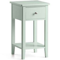 Christow Sage Bedside Table Slim Bedroom Nightstand Cabinet Unit 1 Drawer Storage Shelf in Light Green - thumbnail 2