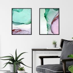 Artery8 Wall Art Print Abstract Green Pink Agate Stone Marble Set Of 3 s Bedroom Bathroom Aesthetic Microscope Photo A4 - thumbnail 6