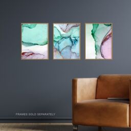 Artery8 Wall Art Print Abstract Green Pink Agate Stone Marble Set Of 3 s Bedroom Bathroom Aesthetic Microscope Photo A4 - thumbnail 2