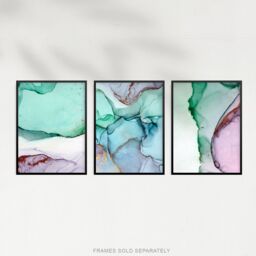 Artery8 Wall Art Print Abstract Green Pink Agate Stone Marble Set Of 3 s Bedroom Bathroom Aesthetic Microscope Photo A4 - thumbnail 5