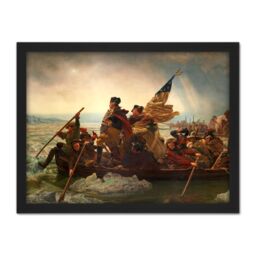 "Artery8 Wall Art Print Leutze Washington Crossing The Delaware Painting Large Framed Wall Décor Art in Black - Size: W18"" x H24""" - thumbnail 1