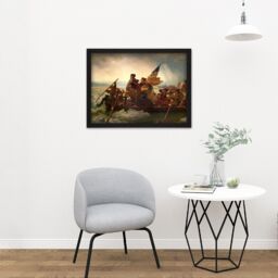 "Artery8 Wall Art Print Leutze Washington Crossing The Delaware Painting Large Framed Wall Décor Art in Black - Size: W18"" x H24""" - thumbnail 2