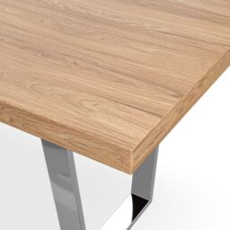 More4Homes Aria Dining Table & Chairs - Oak Effect Table Top w Chrome Legs + Monza Faux Leather Dining Chair w Chrome Legs Set Of 4 in Black - thumbnail 4