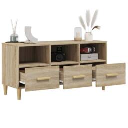 Berkfield Home TV Cabinet Sonoma Oak 102x36x50 cm Engineered Wood in Brown - Size: 102 x 36 x 50 cm - thumbnail 5