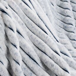 OHS Two Tone Faux Fur Ribbed Fleece Throw Thick Fluffy Blanket in Baby Blue - Size: 125 cm x 150 cm - thumbnail 2