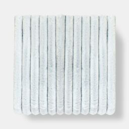 OHS Two Tone Faux Fur Ribbed Fleece Throw Thick Fluffy Blanket in Baby Blue - Size: 125 cm x 150 cm - thumbnail 8