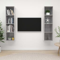 Berkfield Home Wall-mounted TV Cabinets 2 pcs Concrete Grey Engineered Wood - thumbnail 1