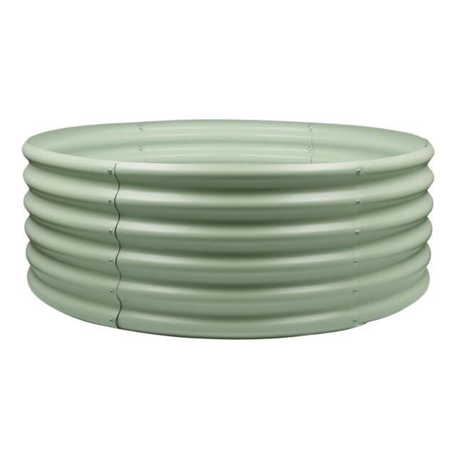 Harbour Housewares Raised Garden Bed - Round Bottomless Galvanised Steel Planter 120 x 45cm in Green - Size: 120 x 45 cm - image 1
