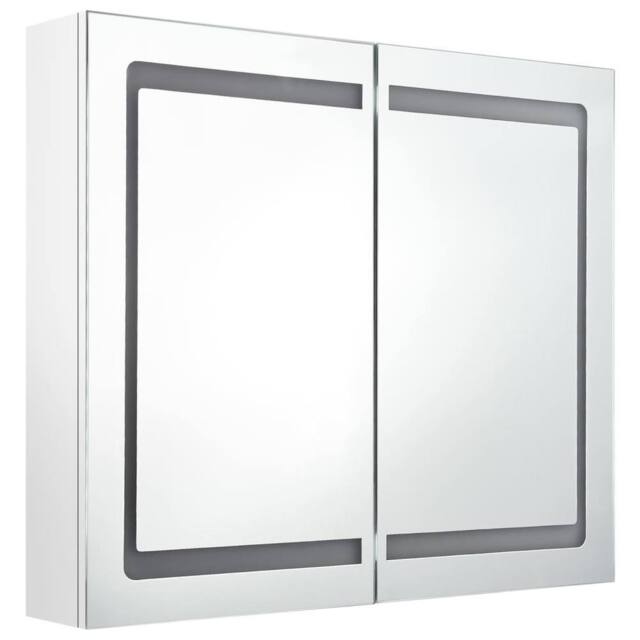 Berkfield Home LED Bathroom Mirror Cabinet Shining White 80x12x68 cm - Size: 80 x 12 x 68 cm - image 1