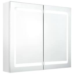 Berkfield Home LED Bathroom Mirror Cabinet Shining White 80x12x68 cm - Size: 80 x 12 x 68 cm - thumbnail 3
