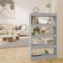 Berkfield Home Book Cabinet/Room Divider Grey Sonoma 80x30x135 cm Engineered Wood - Size: 80 x 30 x 135 cm - thumbnail 1