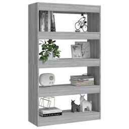 Berkfield Home Book Cabinet/Room Divider Grey Sonoma 80x30x135 cm Engineered Wood - Size: 80 x 30 x 135 cm - thumbnail 4