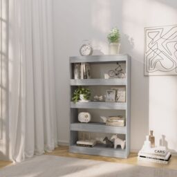 Berkfield Home Book Cabinet/Room Divider Grey Sonoma 80x30x135 cm Engineered Wood - Size: 80 x 30 x 135 cm - thumbnail 3