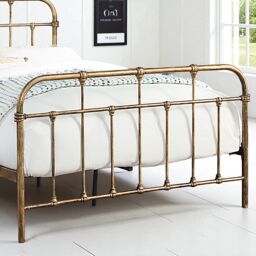 OAT Home Camden Victorian Hospital Style Antique Brass Effect Metal Bed Frame in Bronze - Size: King - thumbnail 5