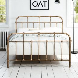OAT Home Camden Victorian Hospital Style Antique Brass Effect Metal Bed Frame in Bronze - Size: King - thumbnail 2