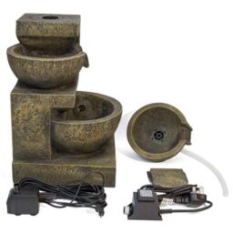 Primrose 3 Tier Cascading Water Feature 'Kendal' Lights Self Contained 48cm in Brown - thumbnail 6