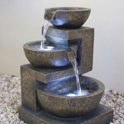 Primrose 3 Tier Cascading Water Feature 'Kendal' Lights Self Contained 48cm in Brown - thumbnail 8