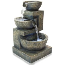 Primrose 3 Tier Cascading Water Feature 'Kendal' Lights Self Contained 48cm in Brown - thumbnail 2